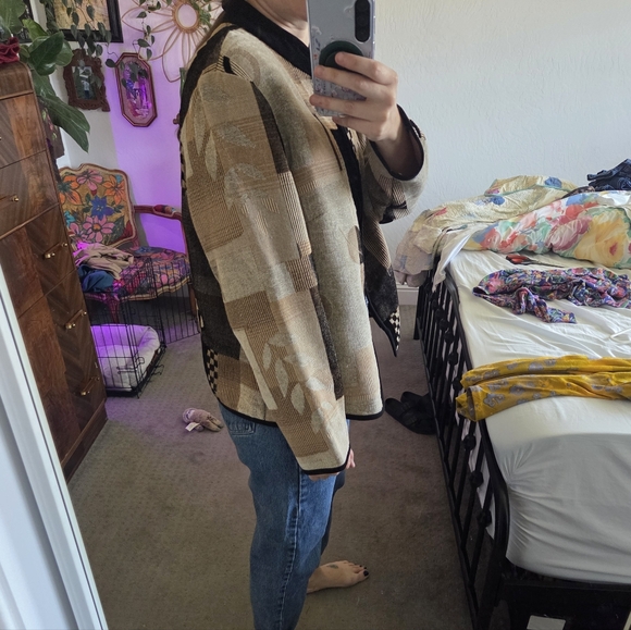 Dressbarn Black and Tan Patchwork Jacket - Picture 2 of 5